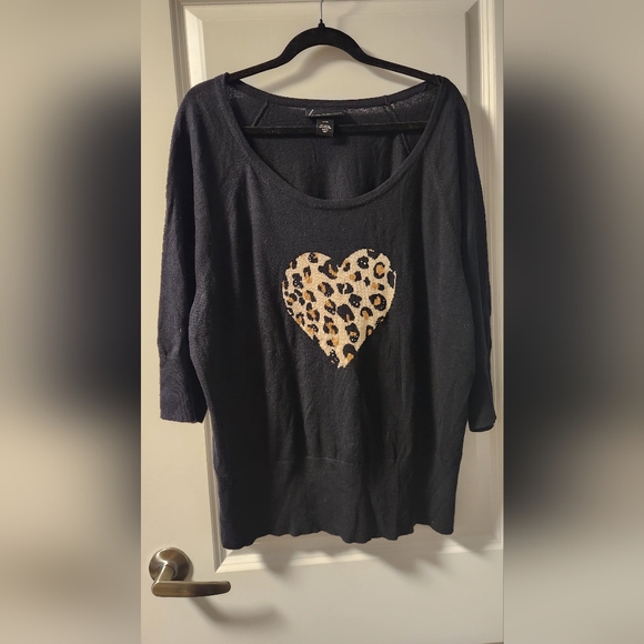 Lane Bryant Leaopard Print Heart Sweater - Picture 1 of 3